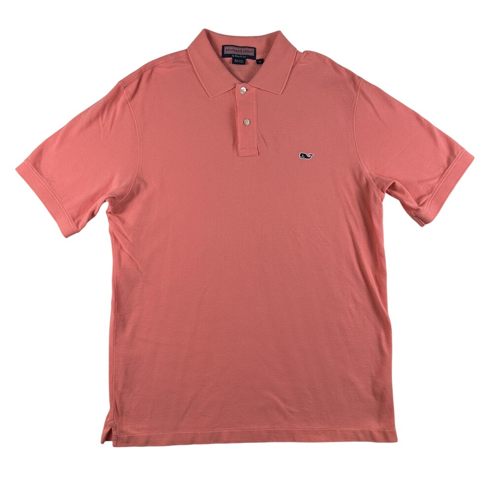 Vineyard Vines Polo Shirt Mens Small Pink Solid 100% Cotton Whale Logo Classic